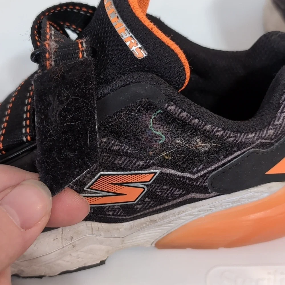 Skechers Kid's Z-Strap Black Orange Sneaker Size 13